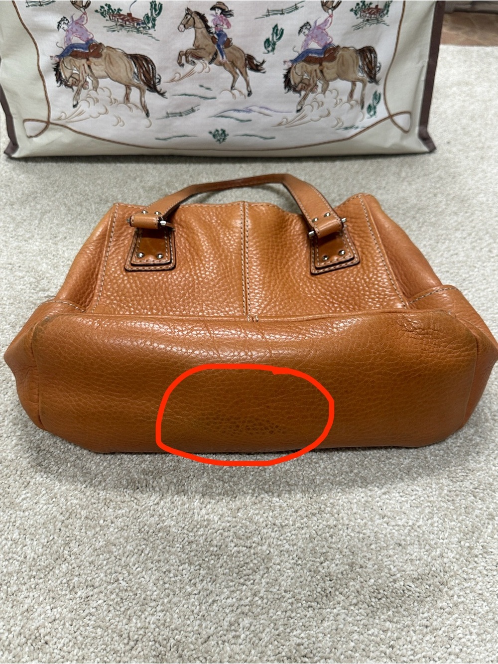 Vintage tan, pebble, leather, fossil shoulder bag dual shoulder straps - Picture 16 of 16